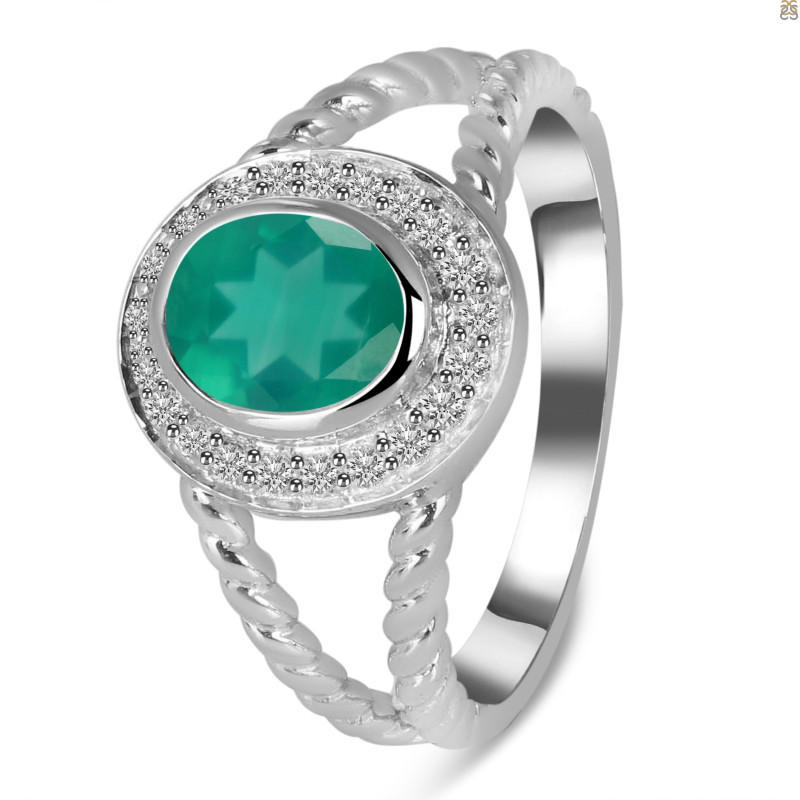 Green Onyx & White Topaz Ring GRO-RDR-359.