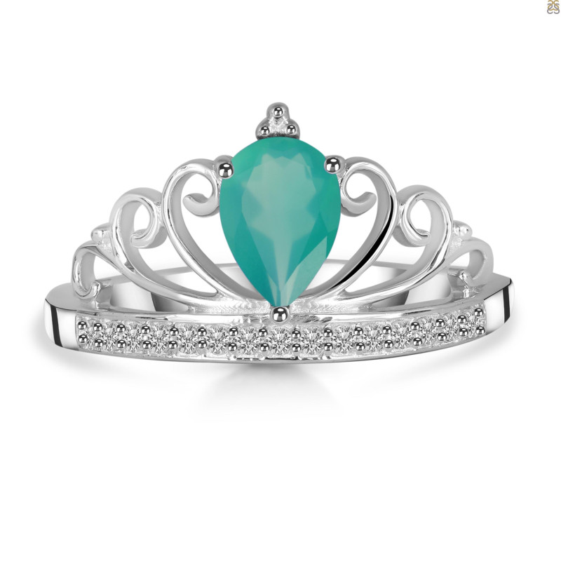 Green Onyx & White Topaz Ring GRO-RDR-365.