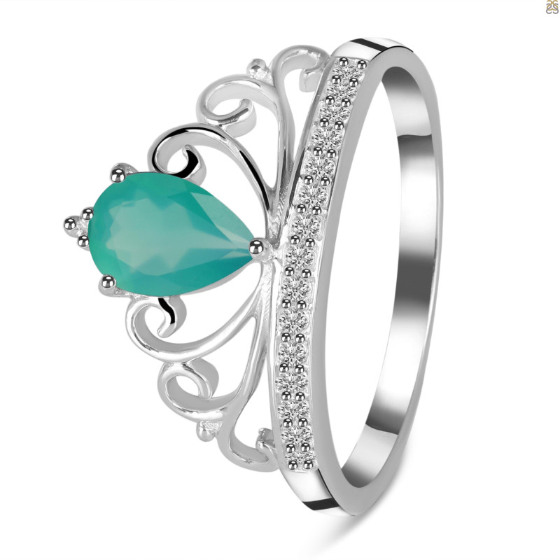 Green Onyx & White Topaz Ring GRO-RDR-365.