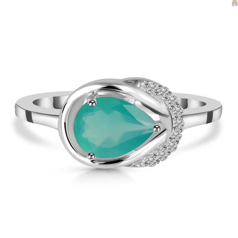 Green Onyx & White Topaz Ring GRO-RDR-367.