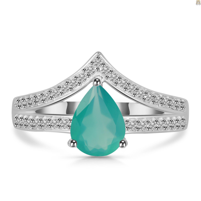 Green Onyx & White Topaz Ring GRO-RDR-372.