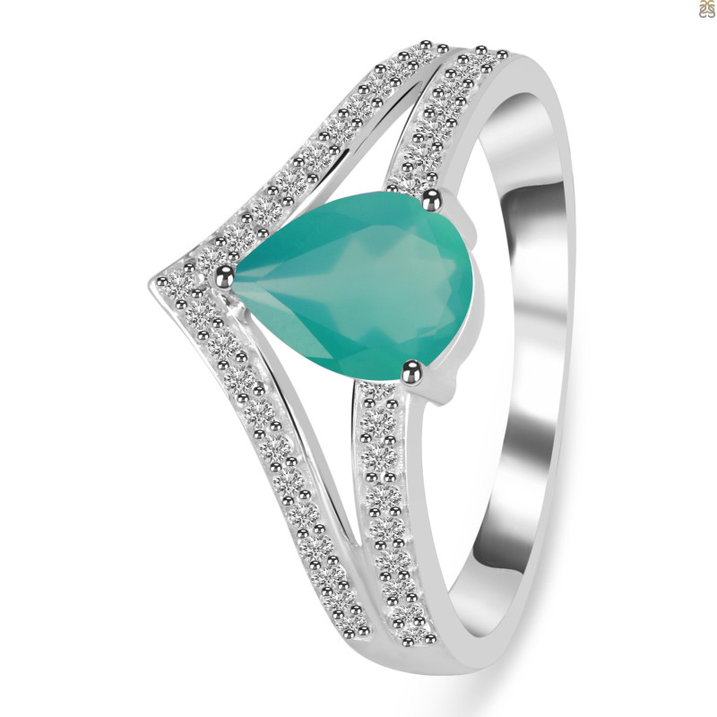 Green Onyx & White Topaz Ring GRO-RDR-372.