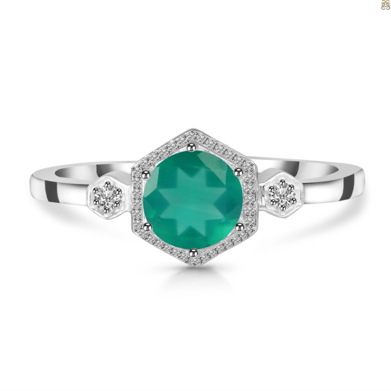 Green Onyx & White Topaz Ring GRO-RDR-373.