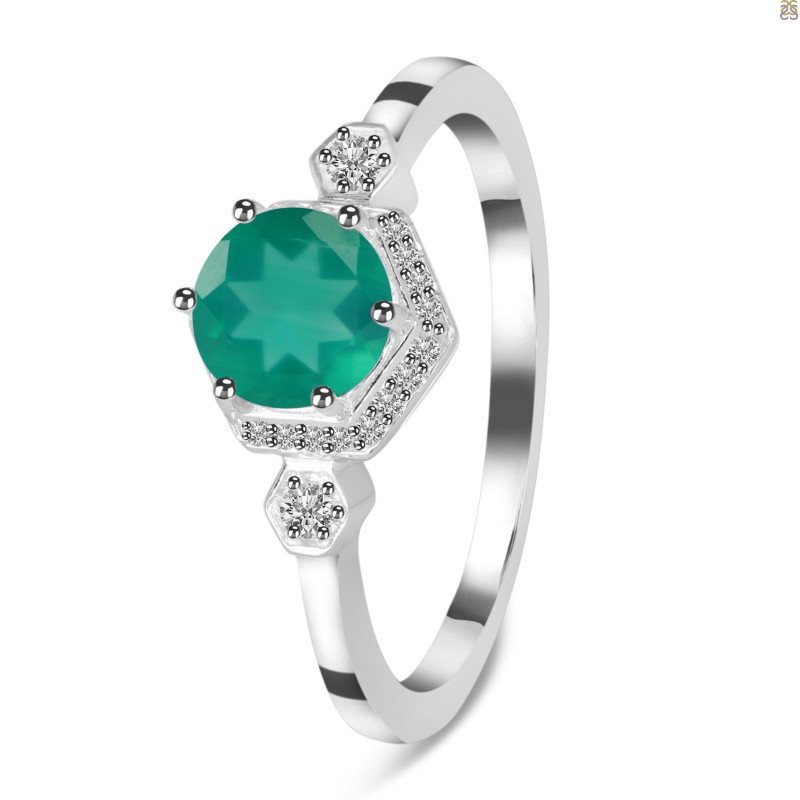 Green Onyx & White Topaz Ring GRO-RDR-373.