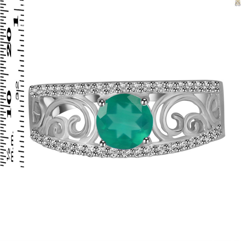 Green Onyx & White Topaz Ring GRO-RDR-375.