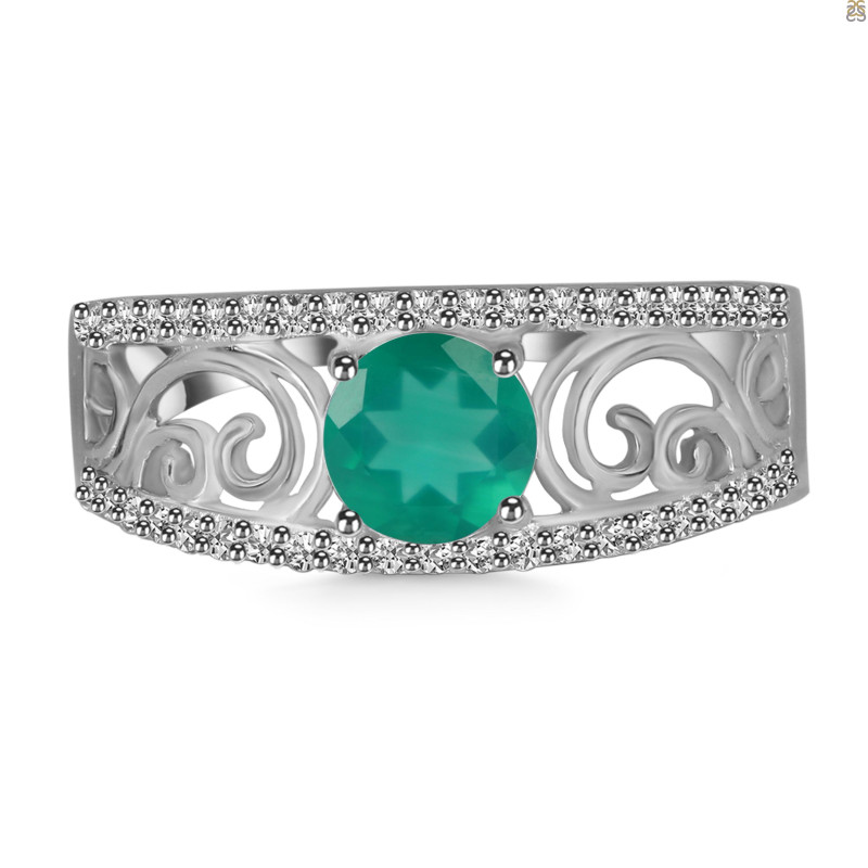 Green Onyx & White Topaz Ring GRO-RDR-375.