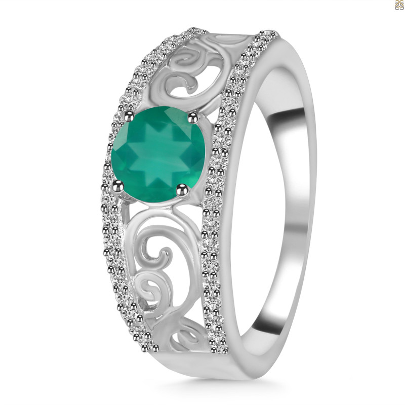 Green Onyx & White Topaz Ring GRO-RDR-375.