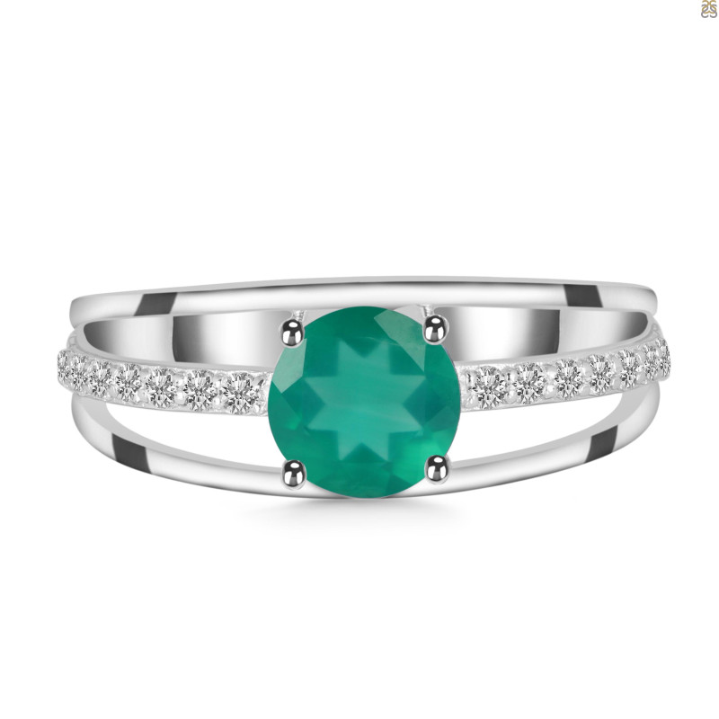 Green Onyx & White Topaz Ring GRO-RDR-377.
