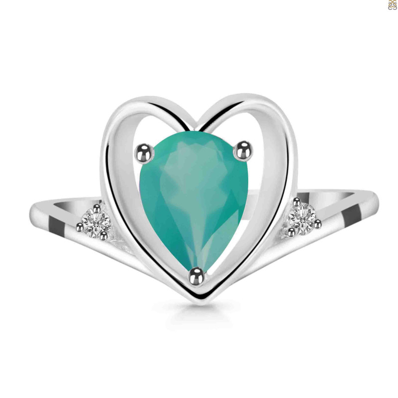 Green Onyx & White Topaz Ring GRO-RDR-379.