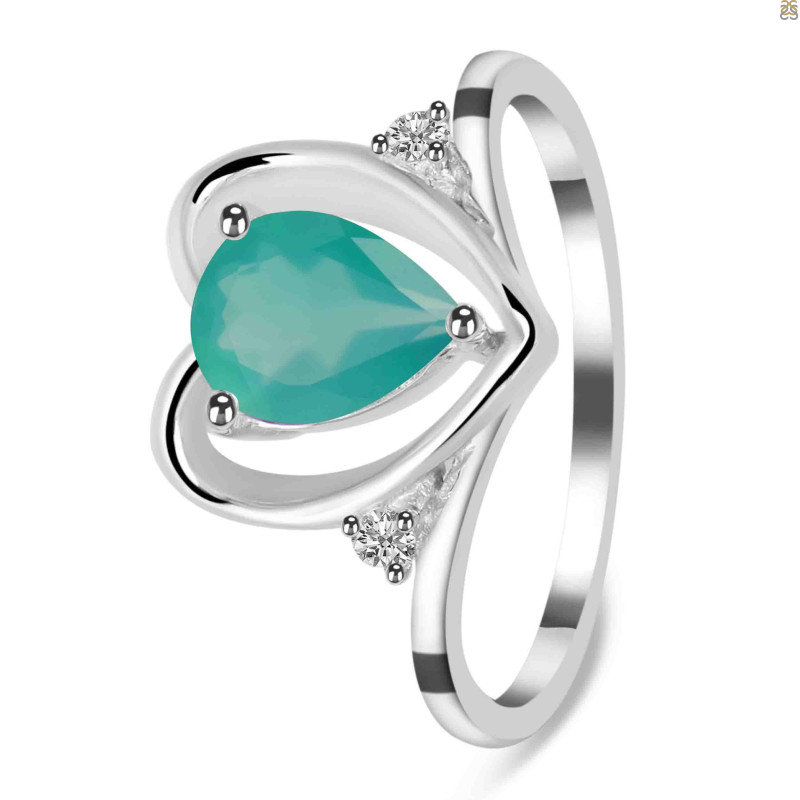 Green Onyx & White Topaz Ring GRO-RDR-379.