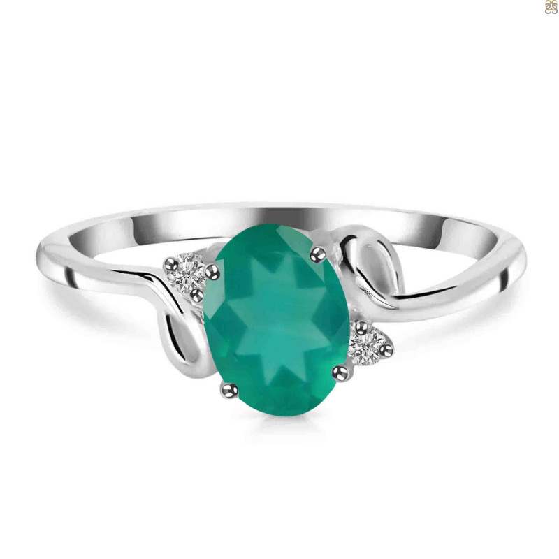 Green Onyx & White Topaz Ring GRO-RDR-383.