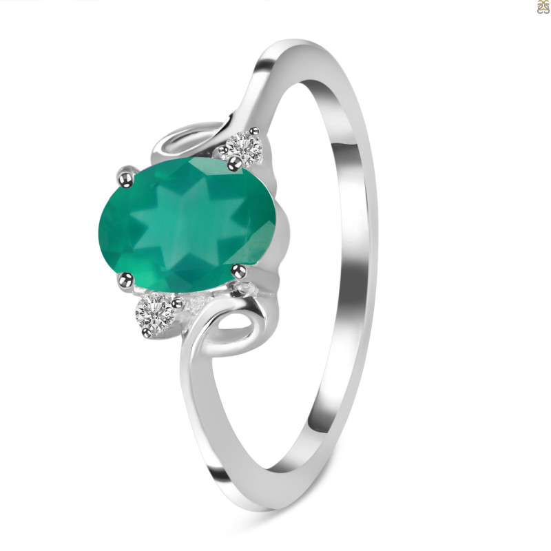 Green Onyx & White Topaz Ring GRO-RDR-383.