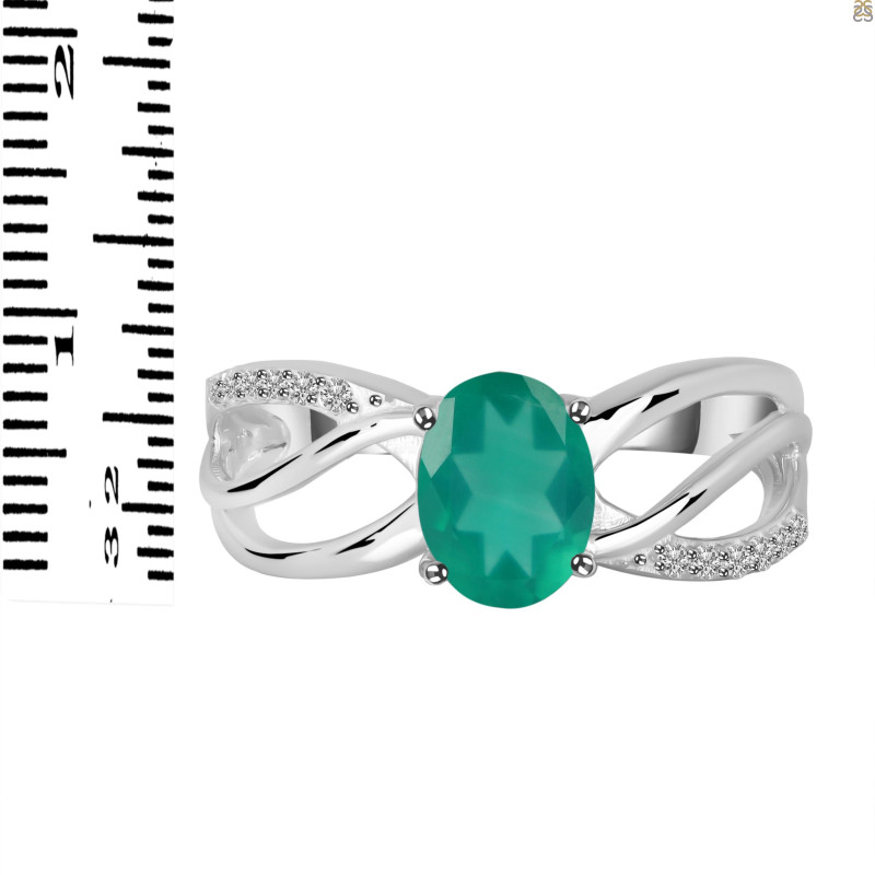 Green Onyx & White Topaz Ring GRO-RDR-395.