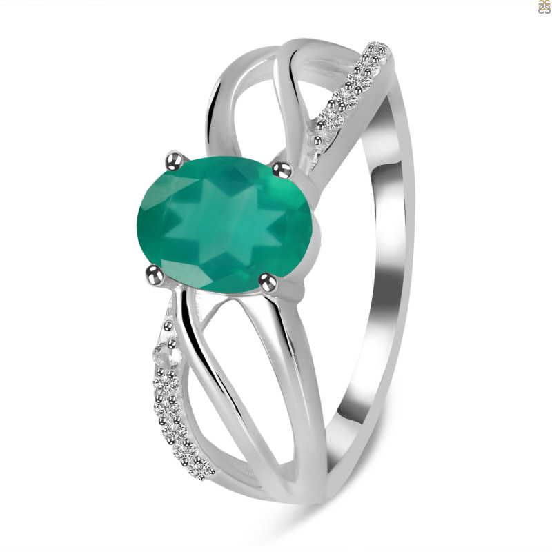 Green Onyx & White Topaz Ring GRO-RDR-395.