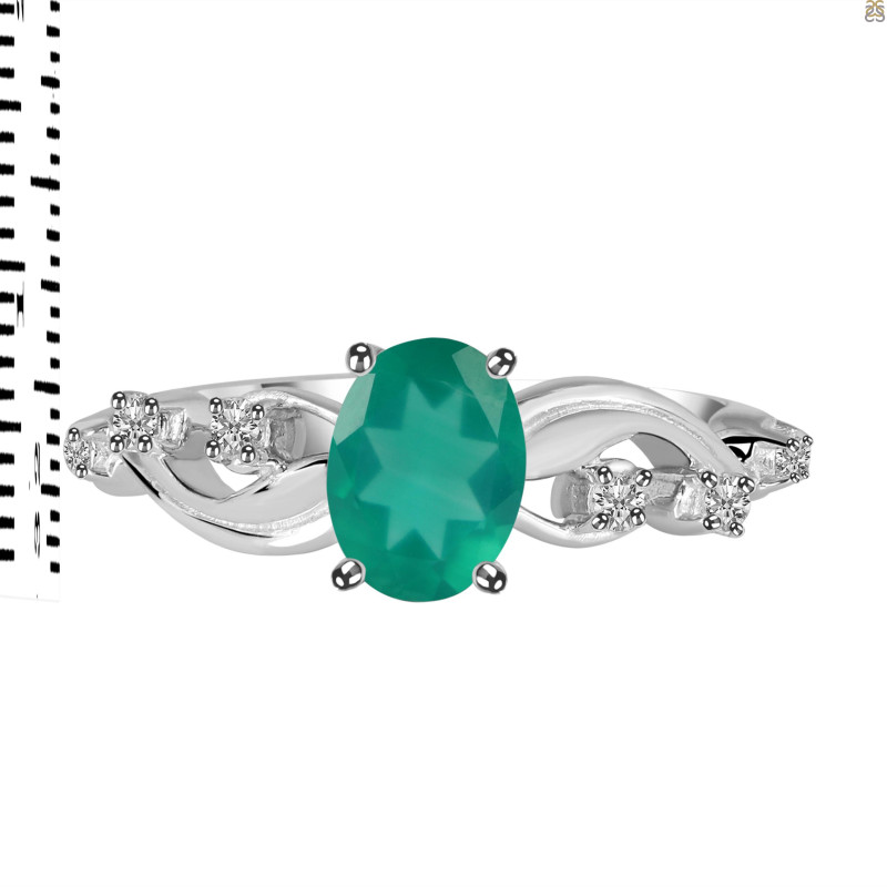 Green Onyx & White Topaz Ring GRO-RDR-402.