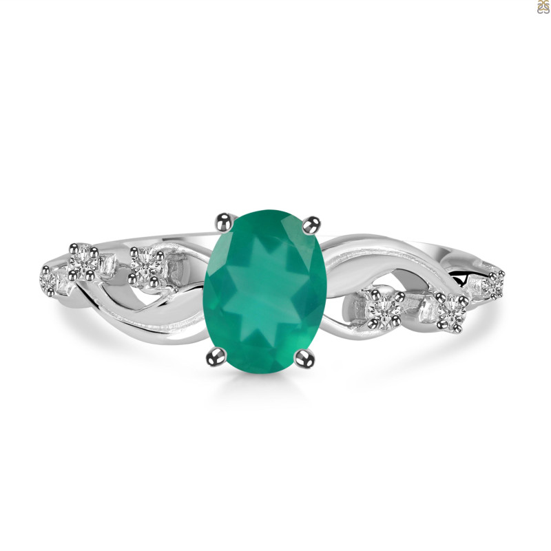 Green Onyx & White Topaz Ring GRO-RDR-402.
