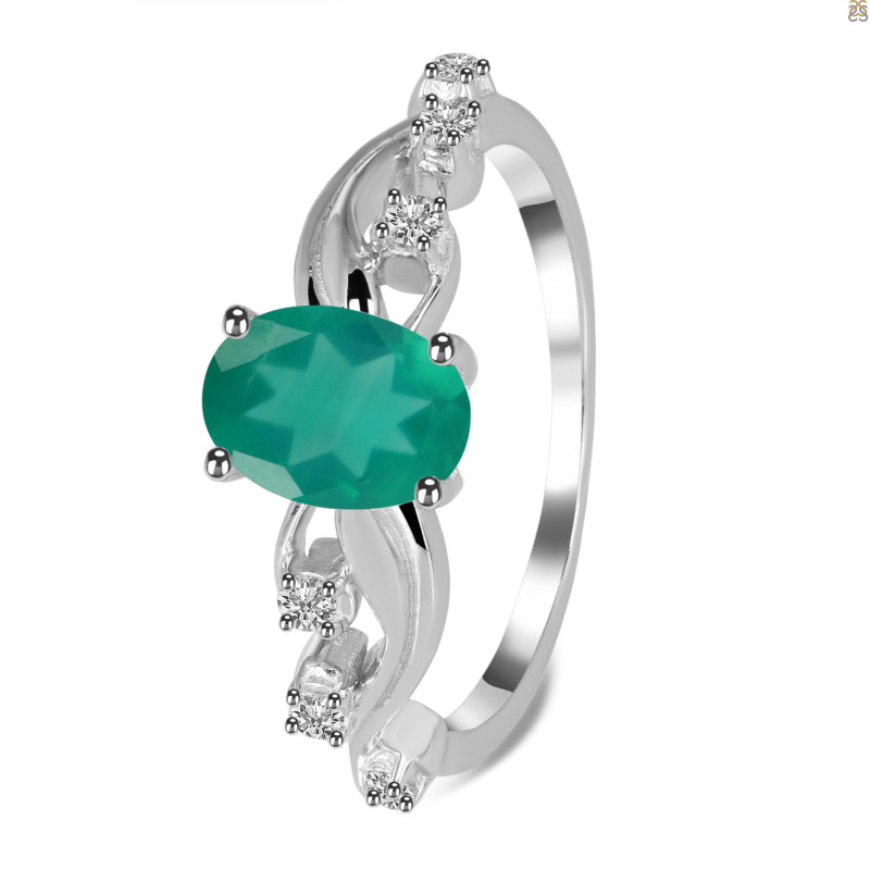Green Onyx & White Topaz Ring GRO-RDR-402.