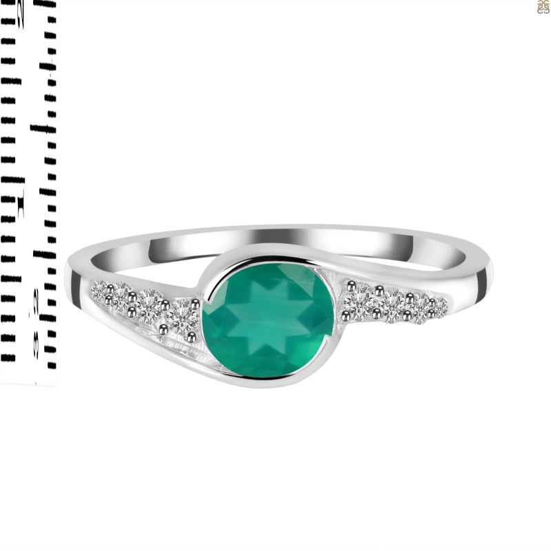 Green Onyx & White Topaz Ring GRO-RDR-403.