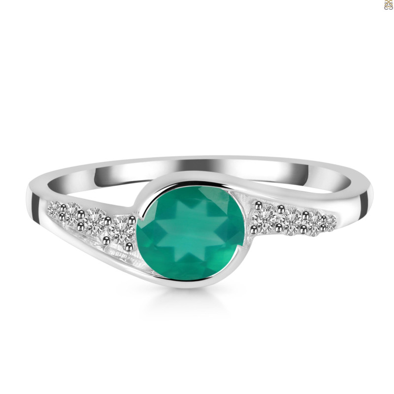 Green Onyx & White Topaz Ring GRO-RDR-403.