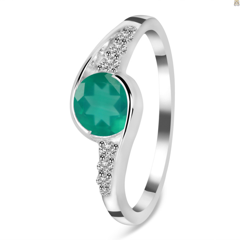Green Onyx & White Topaz Ring GRO-RDR-403.