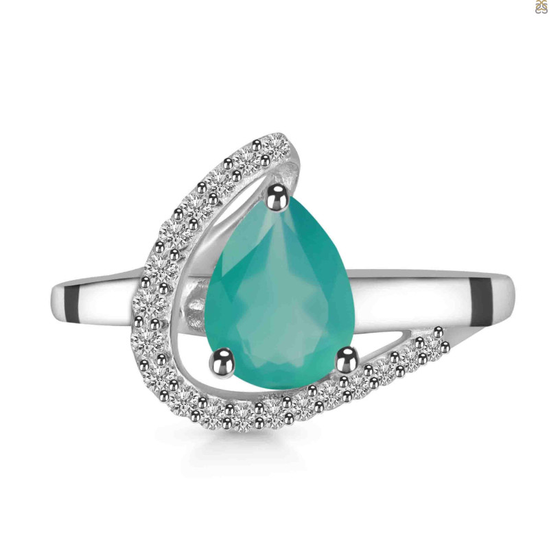 Green Onyx & White Topaz Ring GRO-RDR-404.