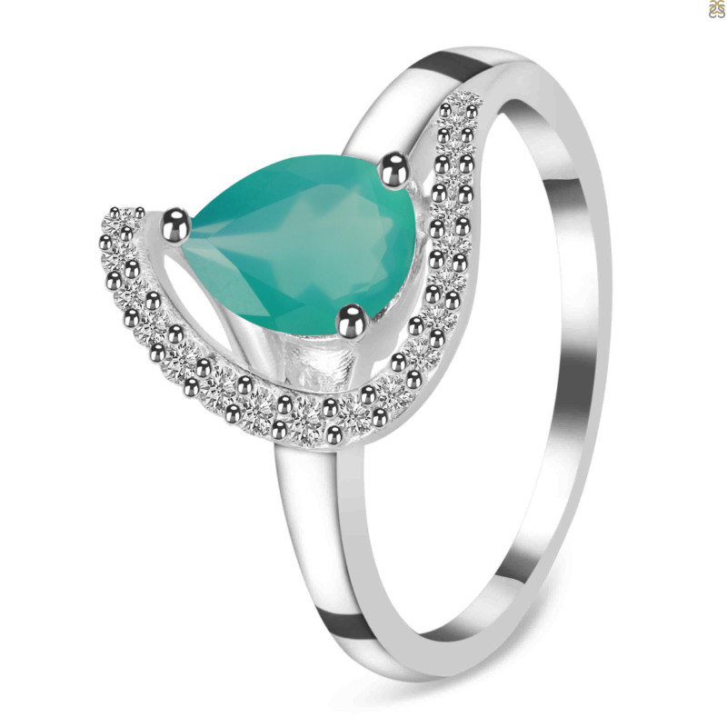 Green Onyx & White Topaz Ring GRO-RDR-404.