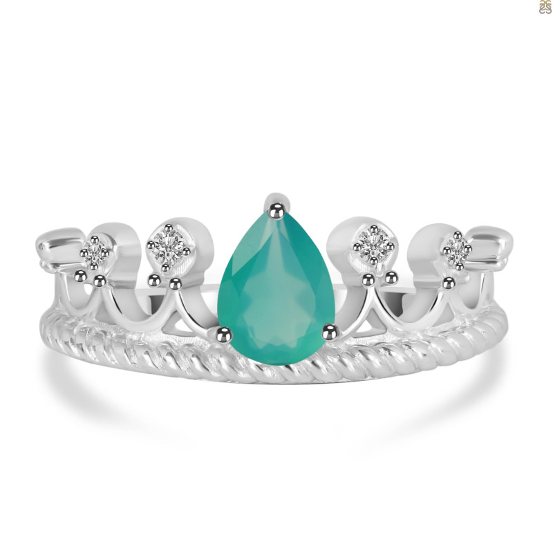 Green Onyx & White Topaz Ring GRO-RDR-405.