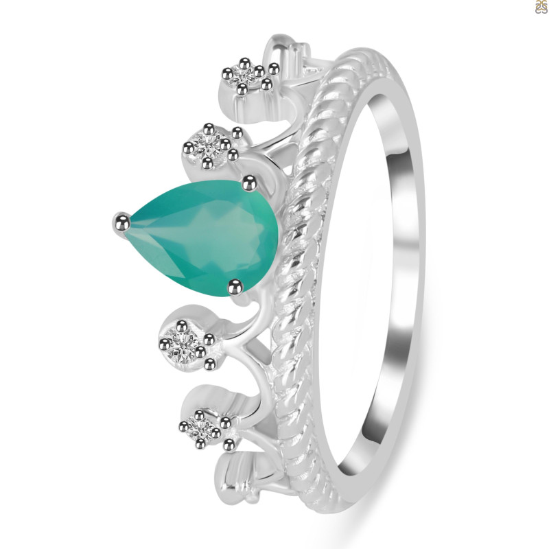 Green Onyx & White Topaz Ring GRO-RDR-405.