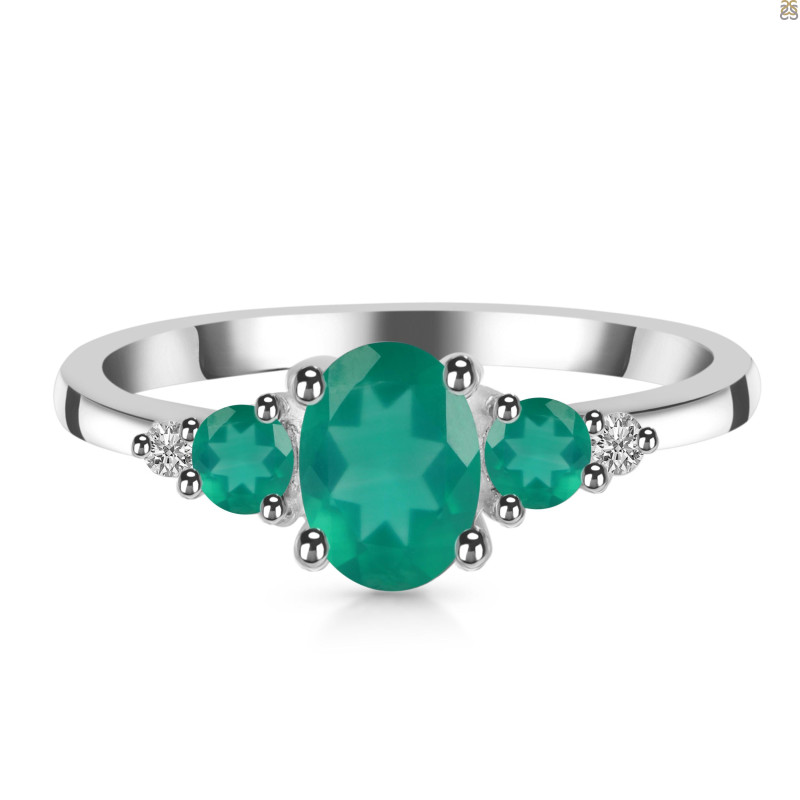 Green Onyx & White Topaz Ring GRO-RDR-434.