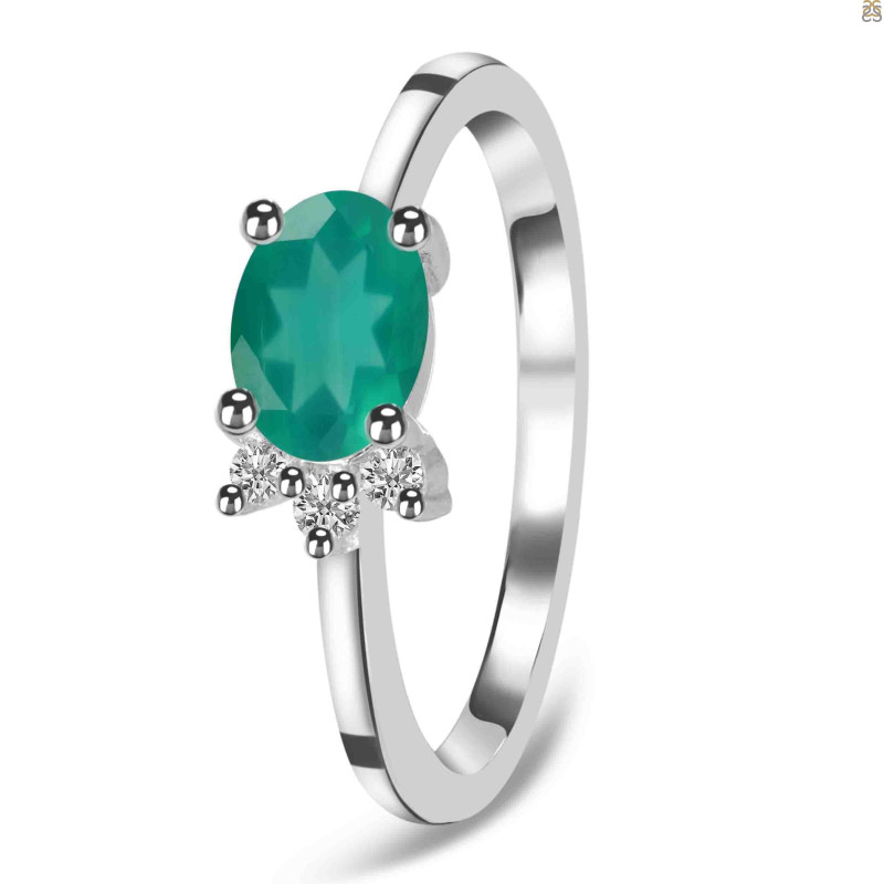 Green Onyx & White Topaz Ring GRO-RDR-435.