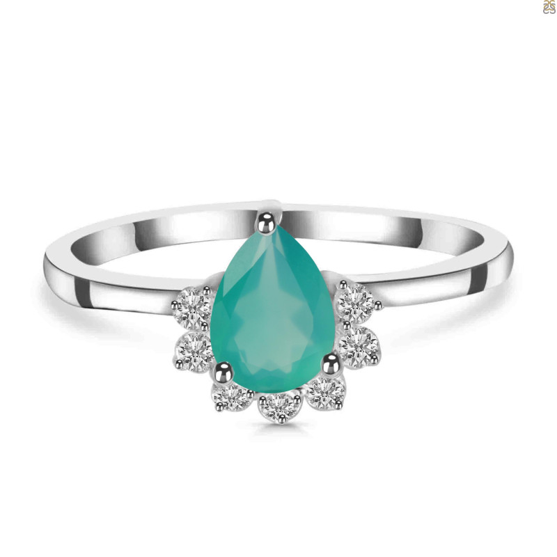 Green Onyx & White Topaz Ring GRO-RDR-436.