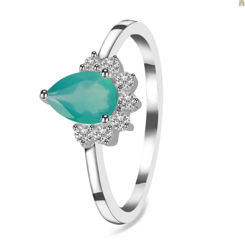 Green Onyx & White Topaz Ring GRO-RDR-436.