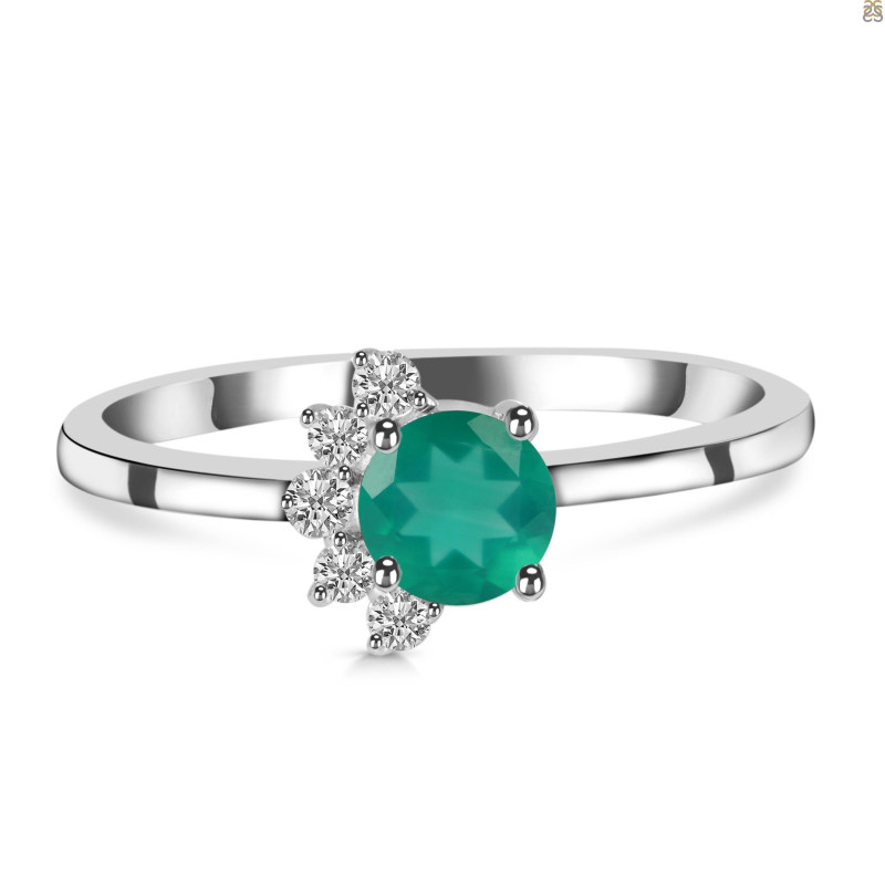 Green Onyx & White Topaz Ring GRO-RDR-437.