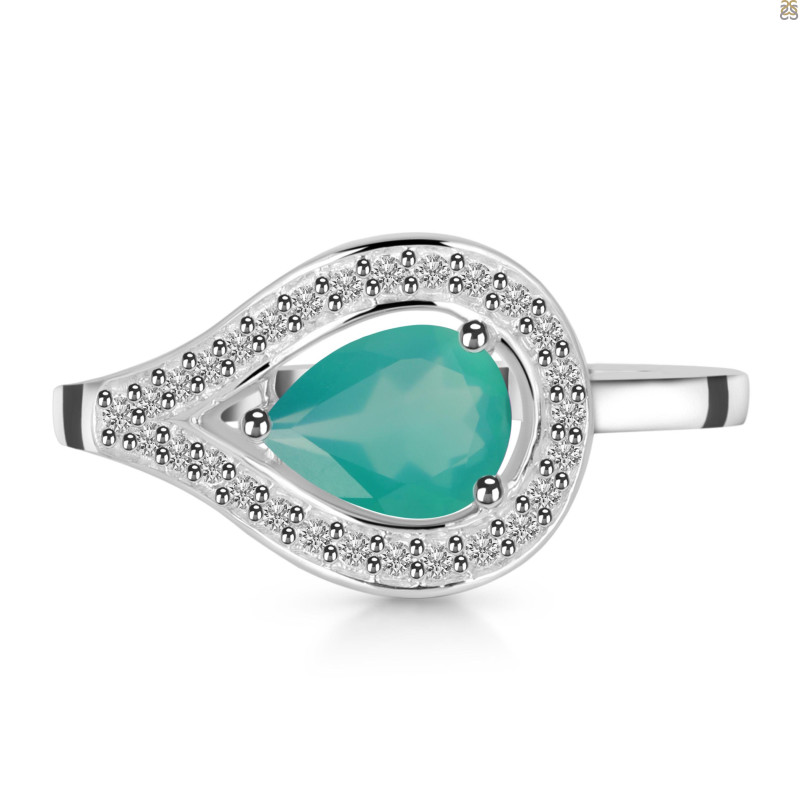 Green Onyx & White Topaz Ring GRO-RDR-438.