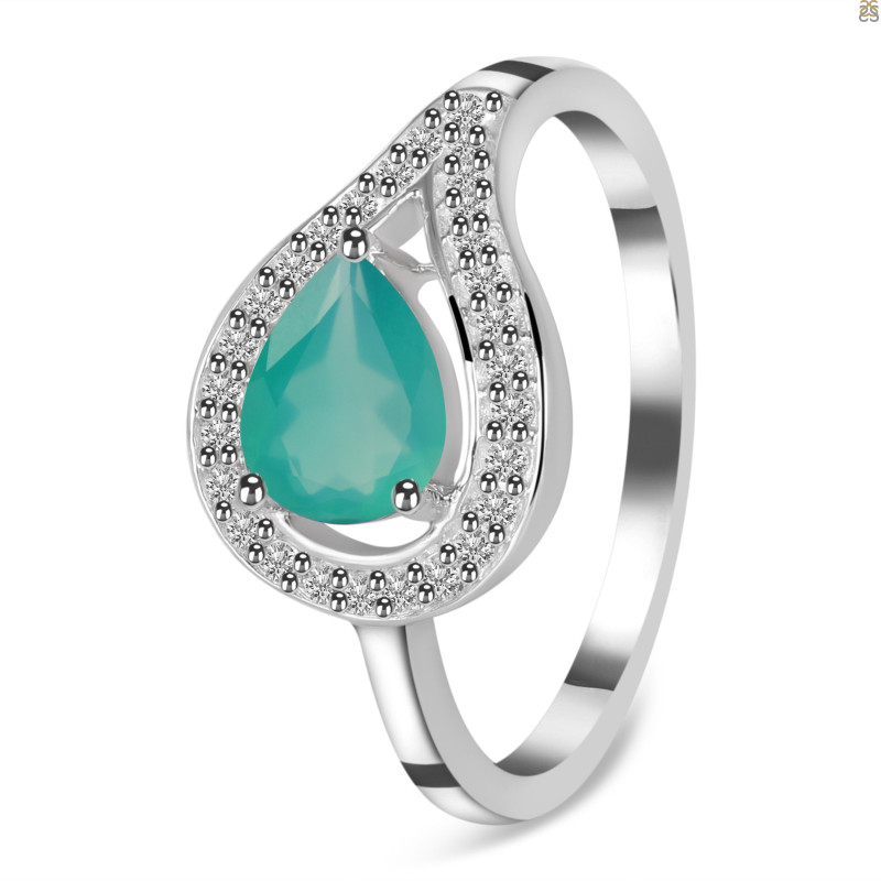 Green Onyx & White Topaz Ring GRO-RDR-438.