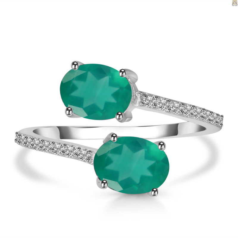 Green Onyx & White Topaz Ring GRO-RDR-440.