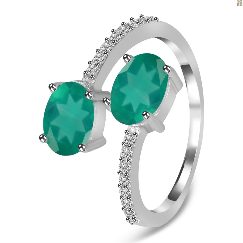 Green Onyx & White Topaz Ring GRO-RDR-440.