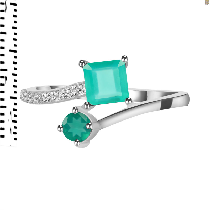 Green Onyx & White Topaz Ring GRO-RDR-441.
