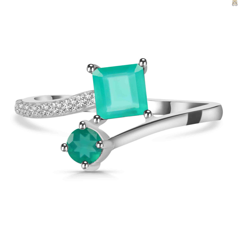 Green Onyx & White Topaz Ring GRO-RDR-441.