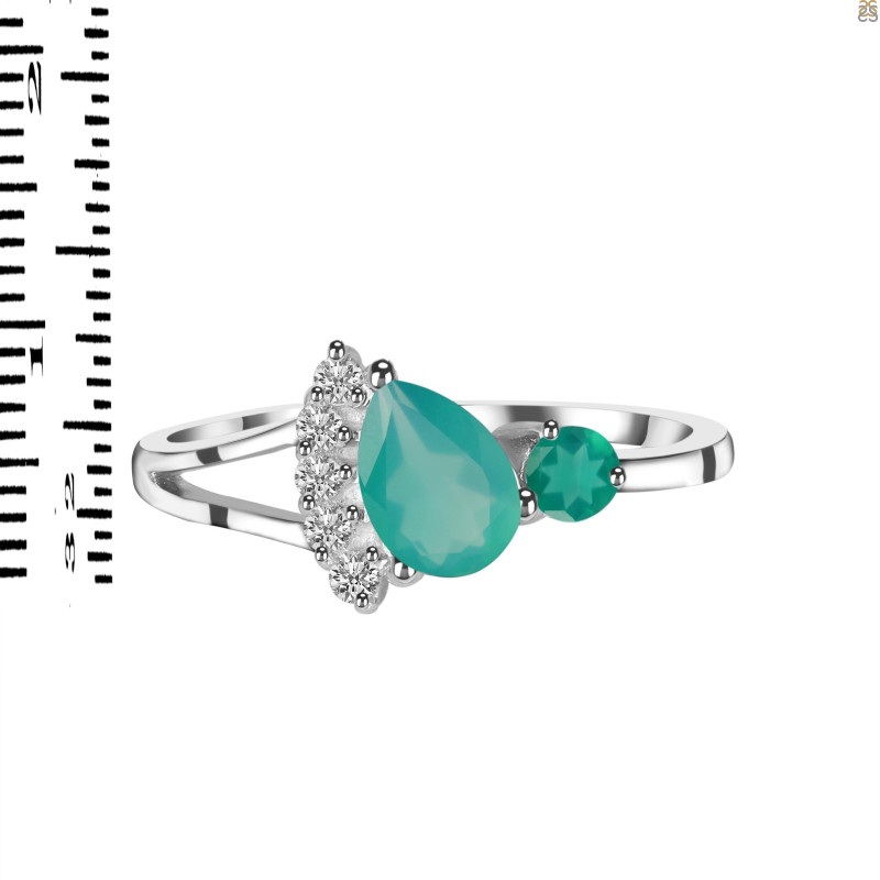 Green Onyx & White Topaz Ring GRO-RDR-453.