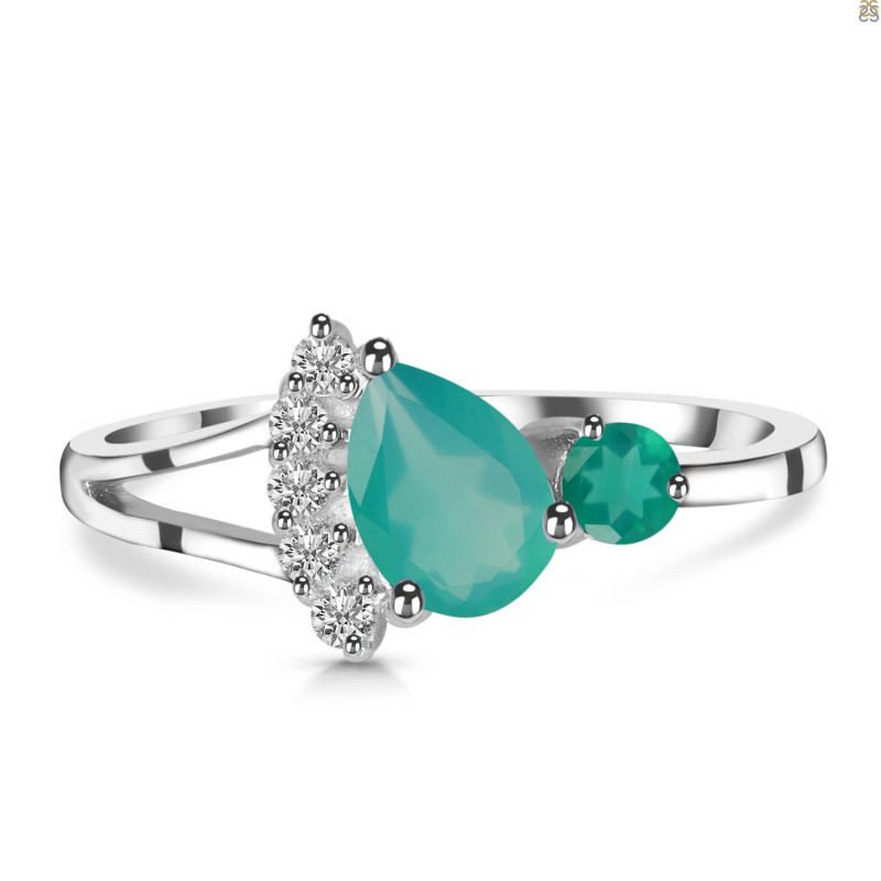 Green Onyx & White Topaz Ring GRO-RDR-453.