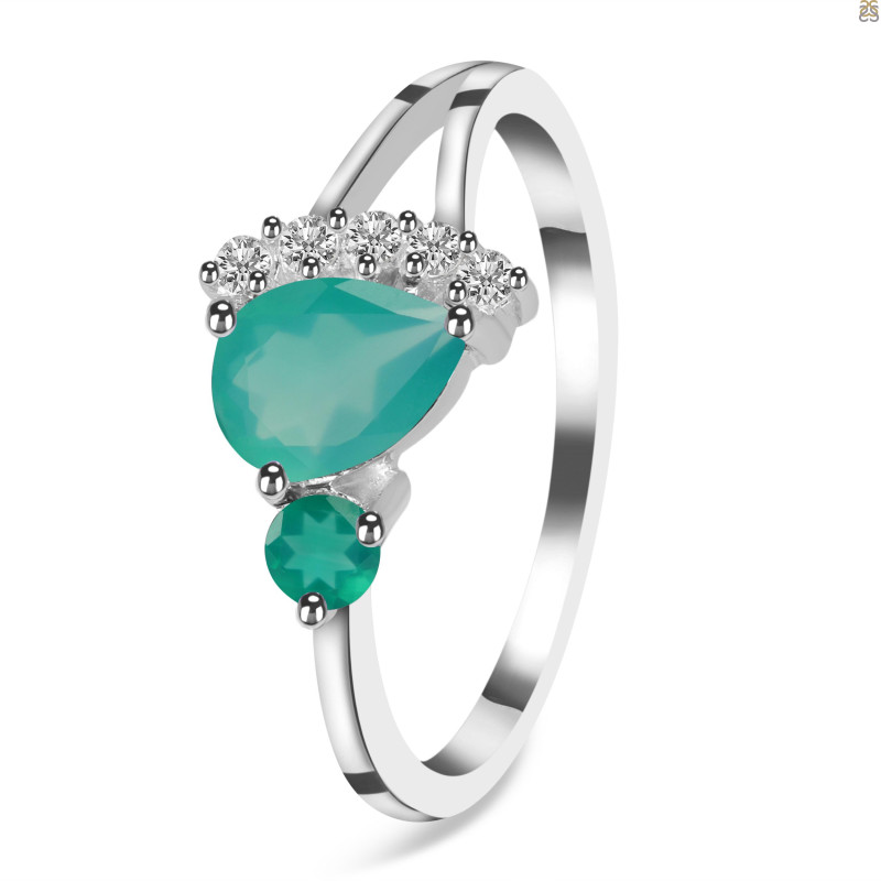 Green Onyx & White Topaz Ring GRO-RDR-453.