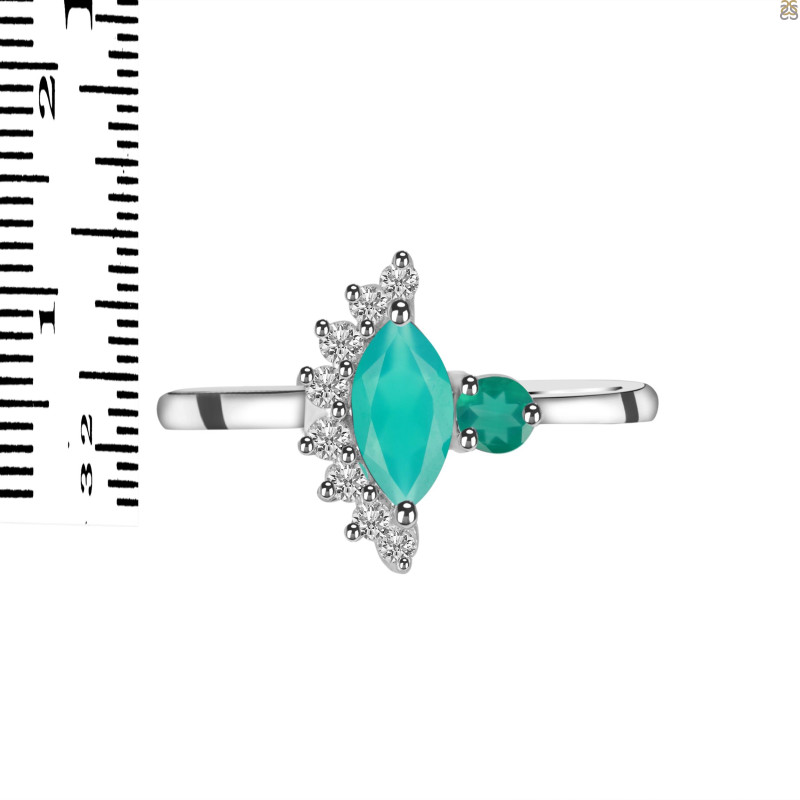 Green Onyx & White Topaz Ring GRO-RDR-454.