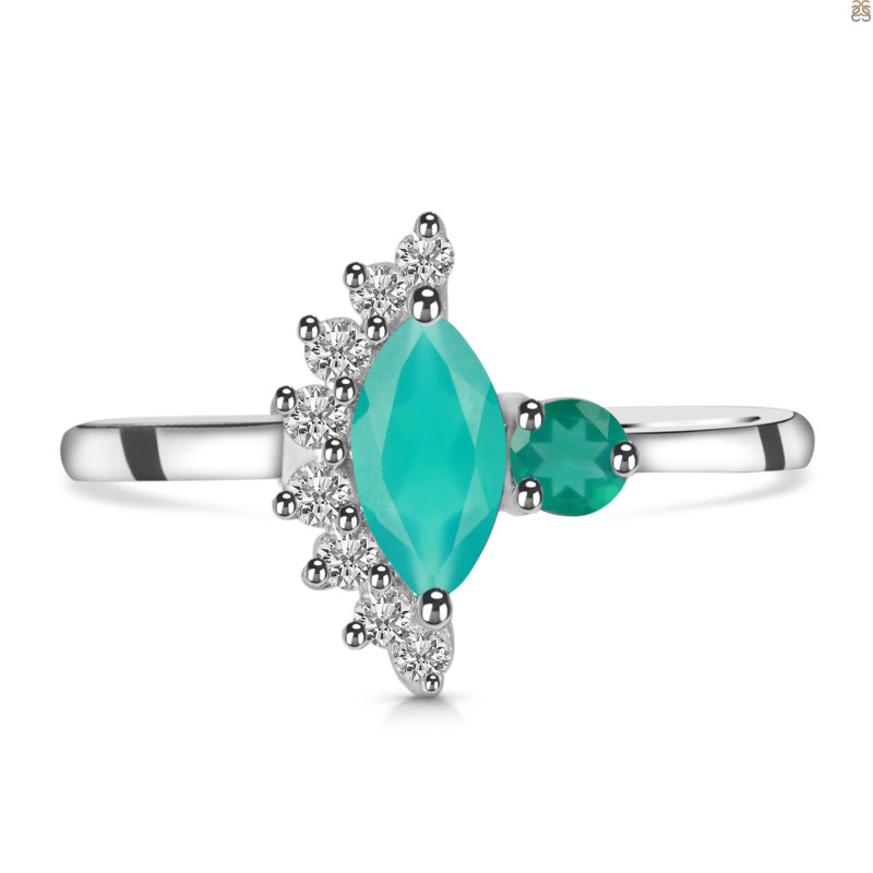 Green Onyx & White Topaz Ring GRO-RDR-454.