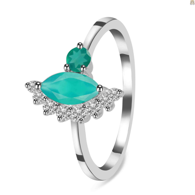 Green Onyx & White Topaz Ring GRO-RDR-454.