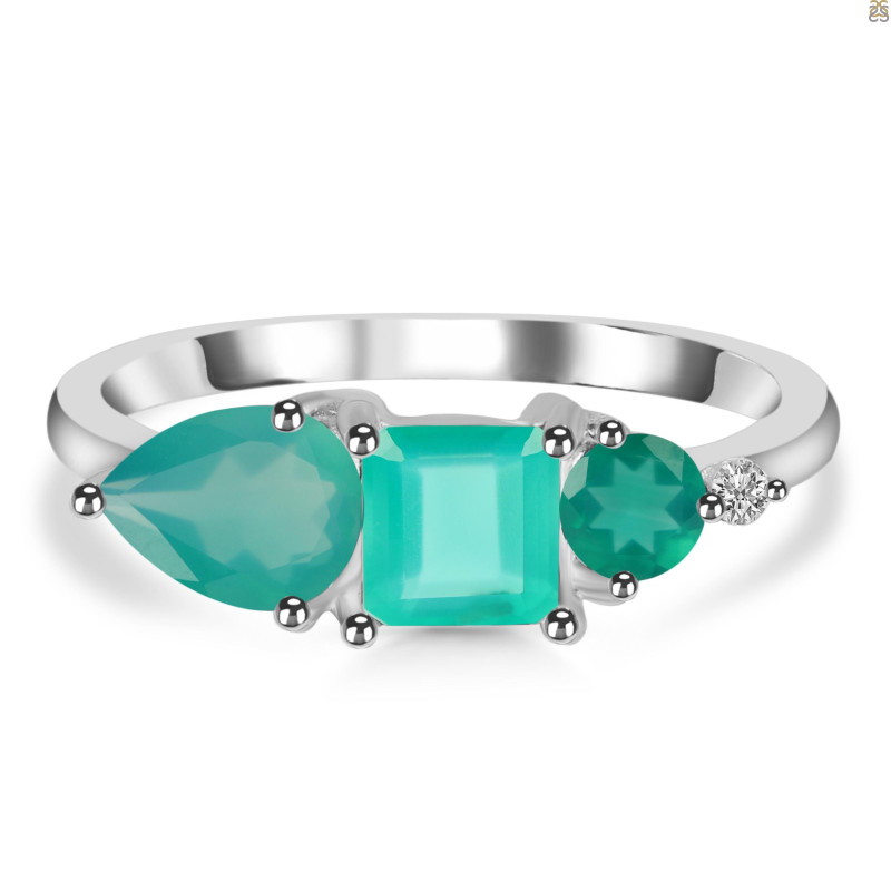 Green Onyx & White Topaz Ring GRO-RDR-455.