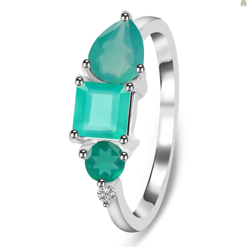 Green Onyx & White Topaz Ring GRO-RDR-455.