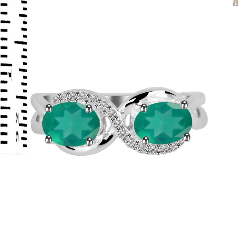 Green Onyx & White Topaz Ring GRO-RDR-456.