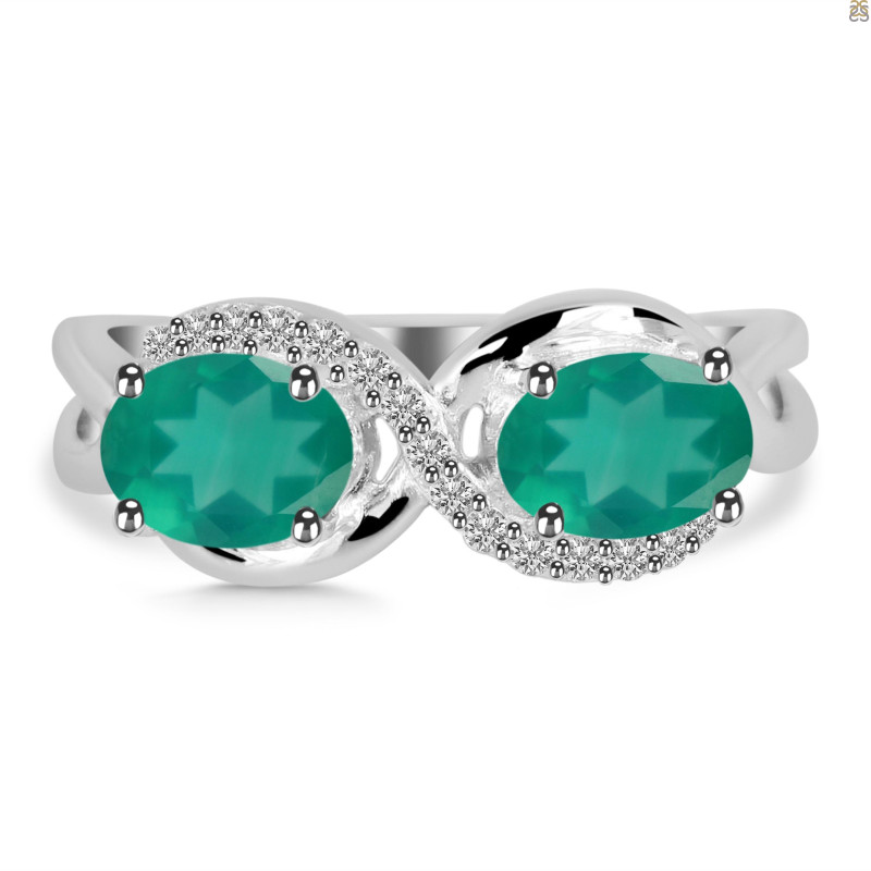 Green Onyx & White Topaz Ring GRO-RDR-456.
