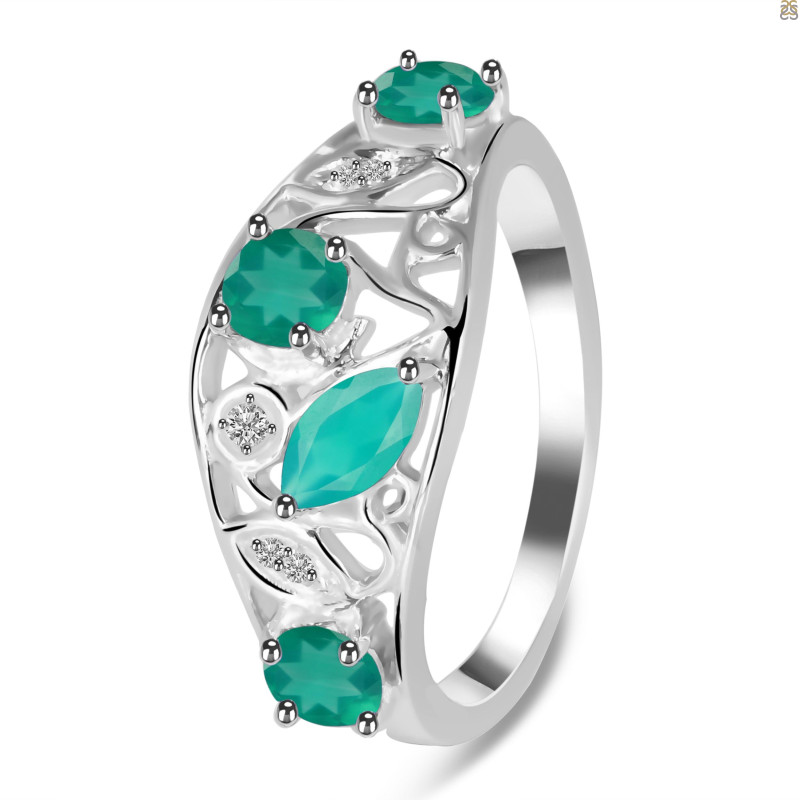 Green Onyx & White Topaz Ring GRO-RDR-459.